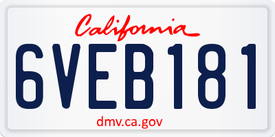 CA license plate 6VEB181