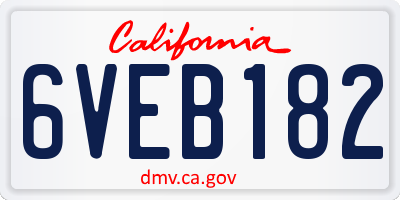 CA license plate 6VEB182