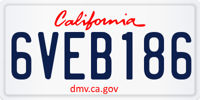 CA license plate 6VEB186