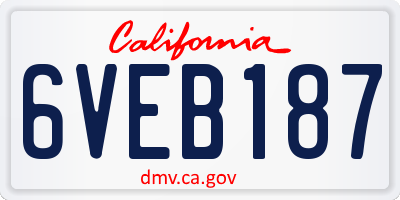 CA license plate 6VEB187