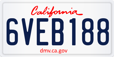 CA license plate 6VEB188