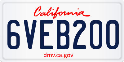 CA license plate 6VEB200