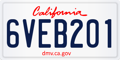 CA license plate 6VEB201