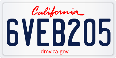 CA license plate 6VEB205