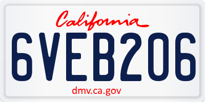 CA license plate 6VEB206