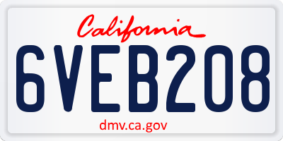 CA license plate 6VEB208