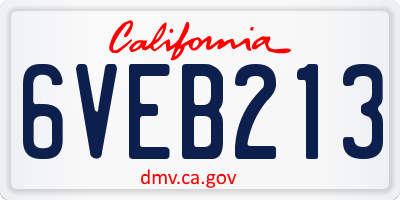 CA license plate 6VEB213