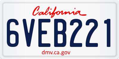 CA license plate 6VEB221