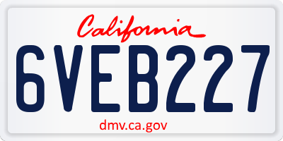 CA license plate 6VEB227