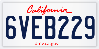 CA license plate 6VEB229