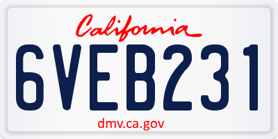CA license plate 6VEB231