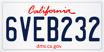 CA license plate 6VEB232
