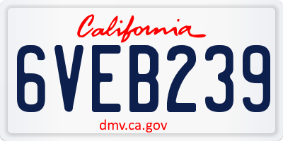 CA license plate 6VEB239