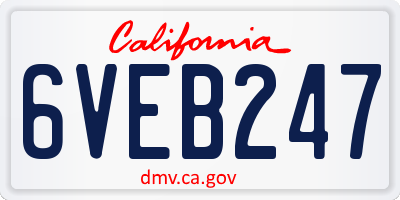 CA license plate 6VEB247