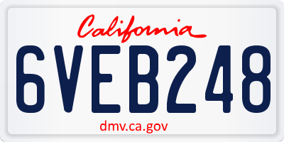 CA license plate 6VEB248