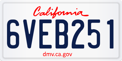 CA license plate 6VEB251
