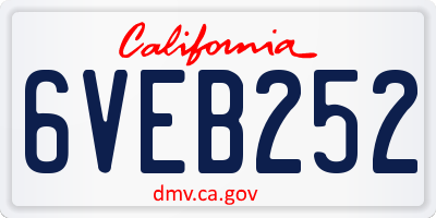CA license plate 6VEB252