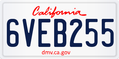 CA license plate 6VEB255