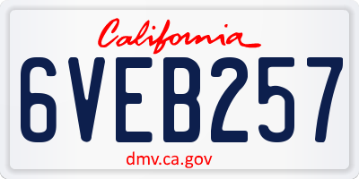 CA license plate 6VEB257