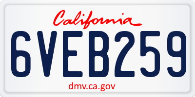 CA license plate 6VEB259