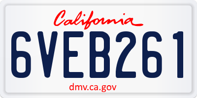 CA license plate 6VEB261