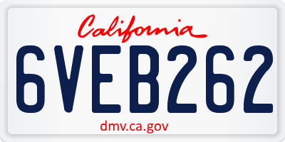 CA license plate 6VEB262