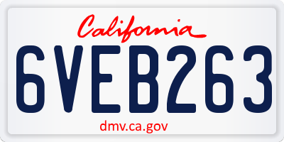 CA license plate 6VEB263