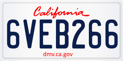 CA license plate 6VEB266