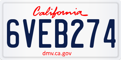 CA license plate 6VEB274