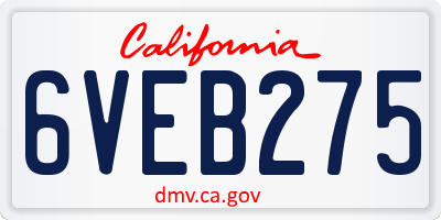 CA license plate 6VEB275