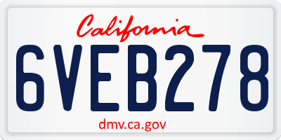 CA license plate 6VEB278
