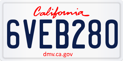 CA license plate 6VEB280