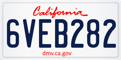 CA license plate 6VEB282