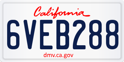 CA license plate 6VEB288