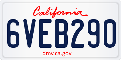 CA license plate 6VEB290