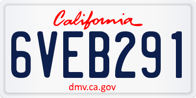 CA license plate 6VEB291