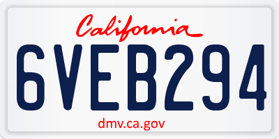 CA license plate 6VEB294
