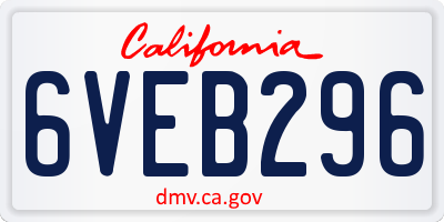 CA license plate 6VEB296
