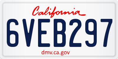 CA license plate 6VEB297