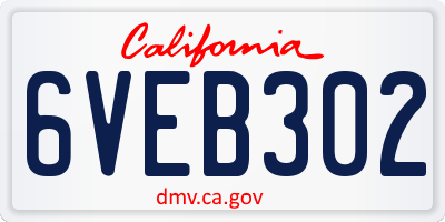 CA license plate 6VEB302