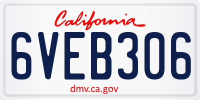 CA license plate 6VEB306