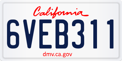 CA license plate 6VEB311
