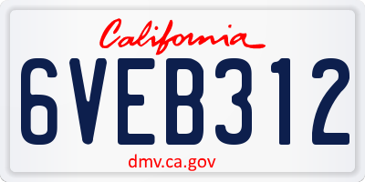 CA license plate 6VEB312