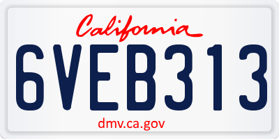 CA license plate 6VEB313