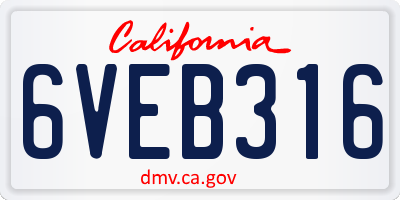 CA license plate 6VEB316