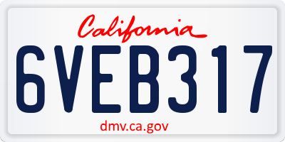 CA license plate 6VEB317