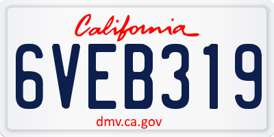 CA license plate 6VEB319