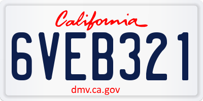 CA license plate 6VEB321