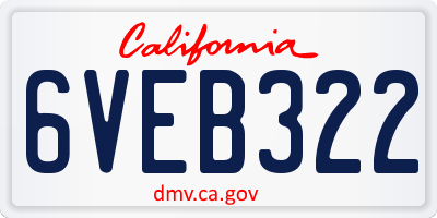 CA license plate 6VEB322