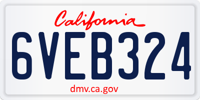 CA license plate 6VEB324